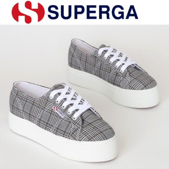 Superga Shoes - 🆕 Superga 2790 Black Plaid Platform Sneakers